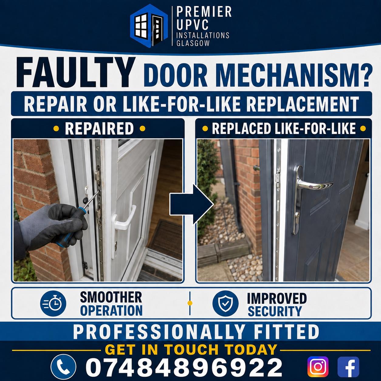 Door mechanism repair or replacement