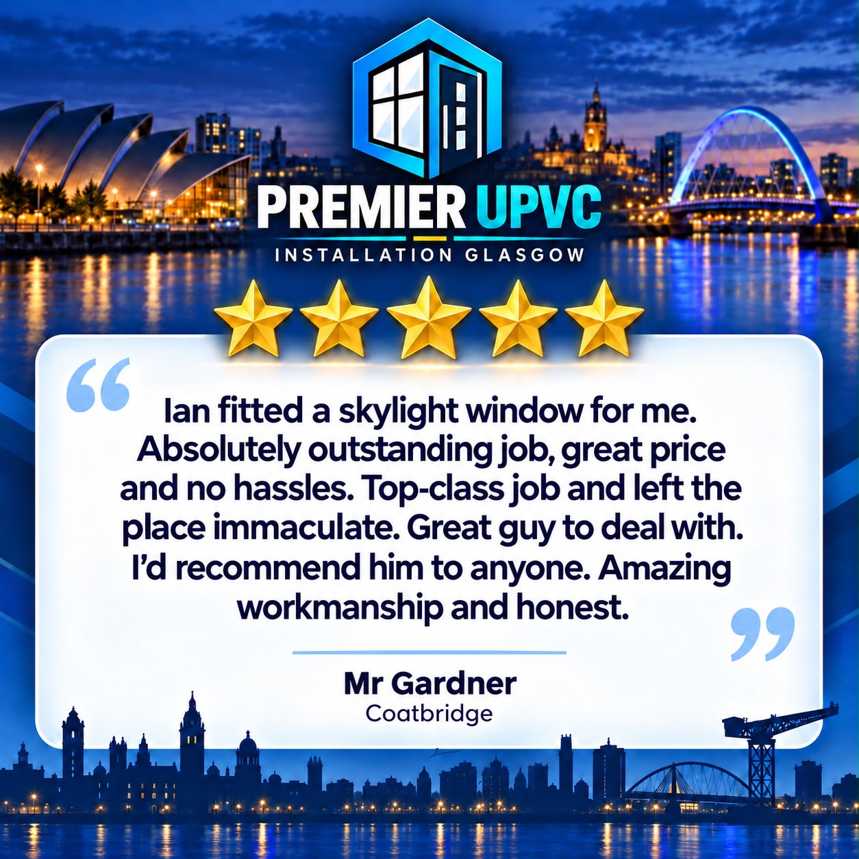 Customer feedback from Mr Gardner in Coatbridge