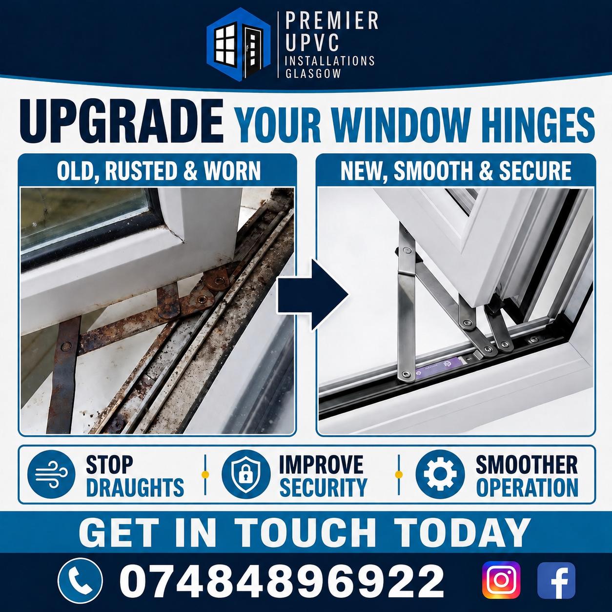 uPVC window hinge upgrade